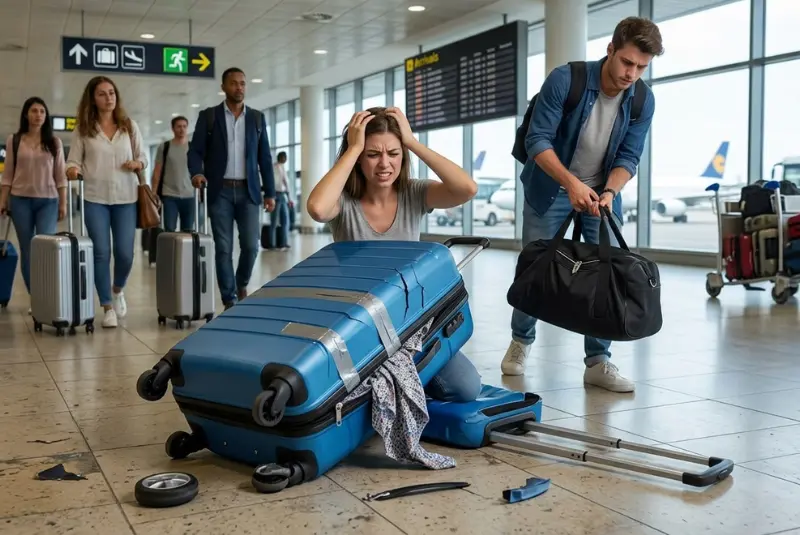 buying cheap luggage that breaks easily