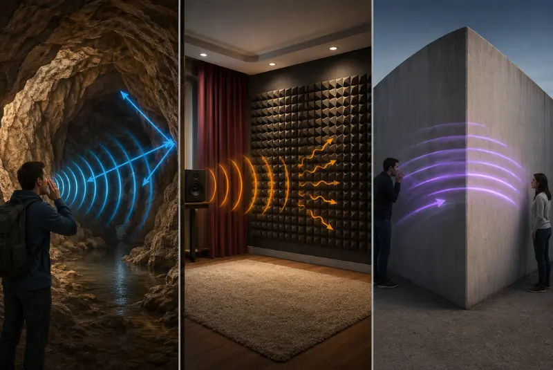 sound reflection, absorption, and diffraction