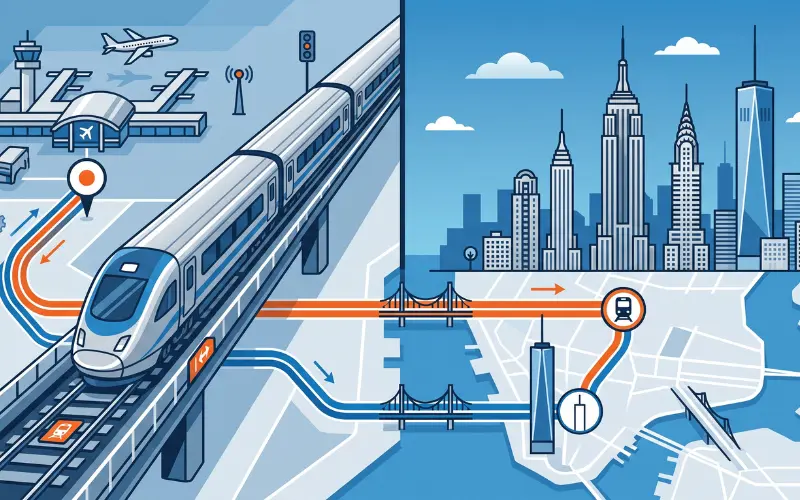 which route fits which destination newark airport to manhattan by train